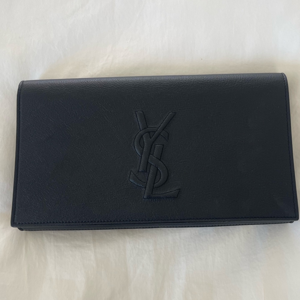 Yves Saint Laurent Black Textured Leather Clutch